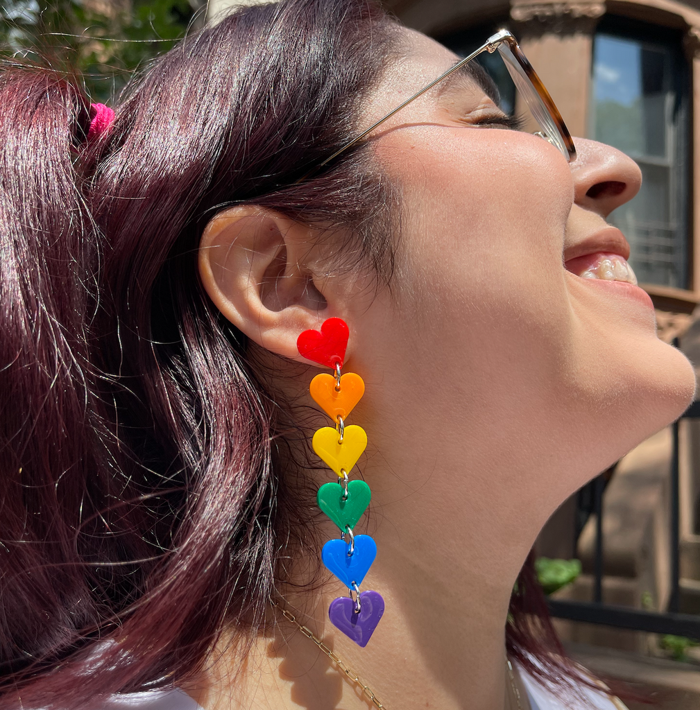 Christina Rainbow Earrings Red  INKALLOY LLC